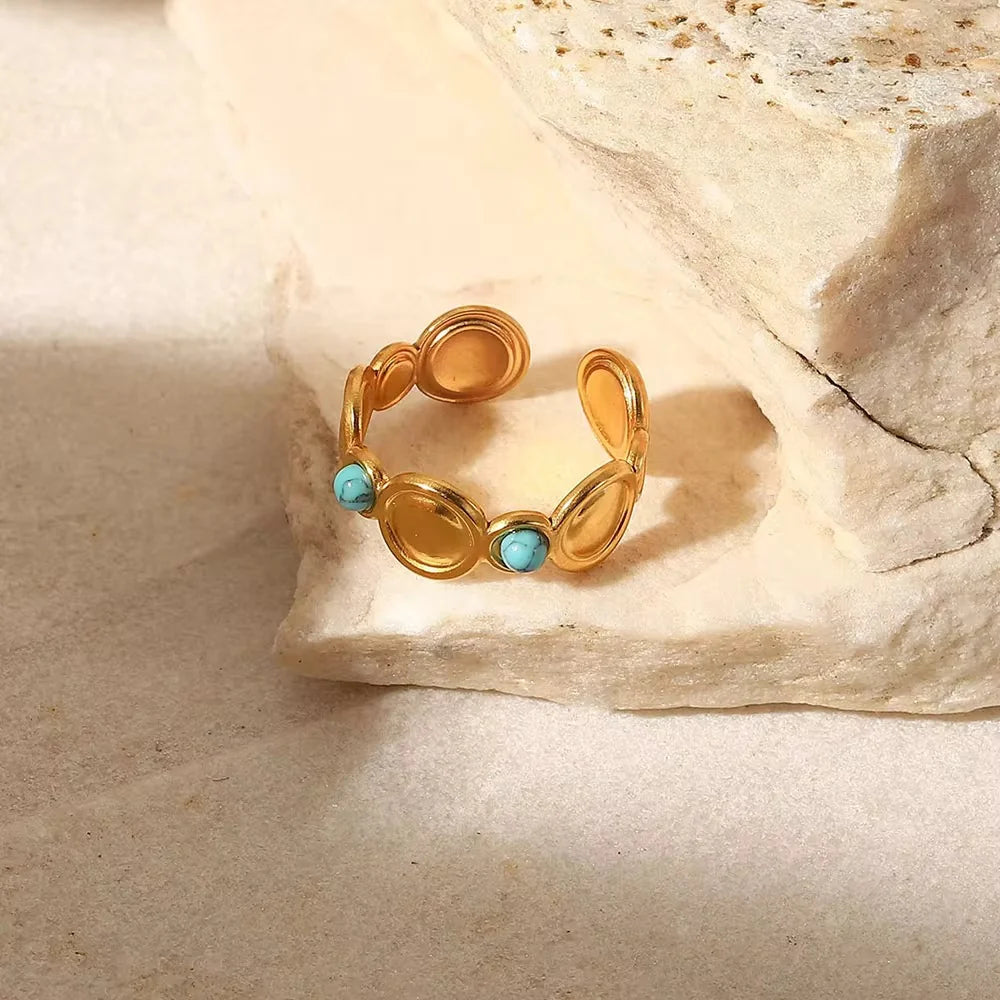 Turquoise disc ring