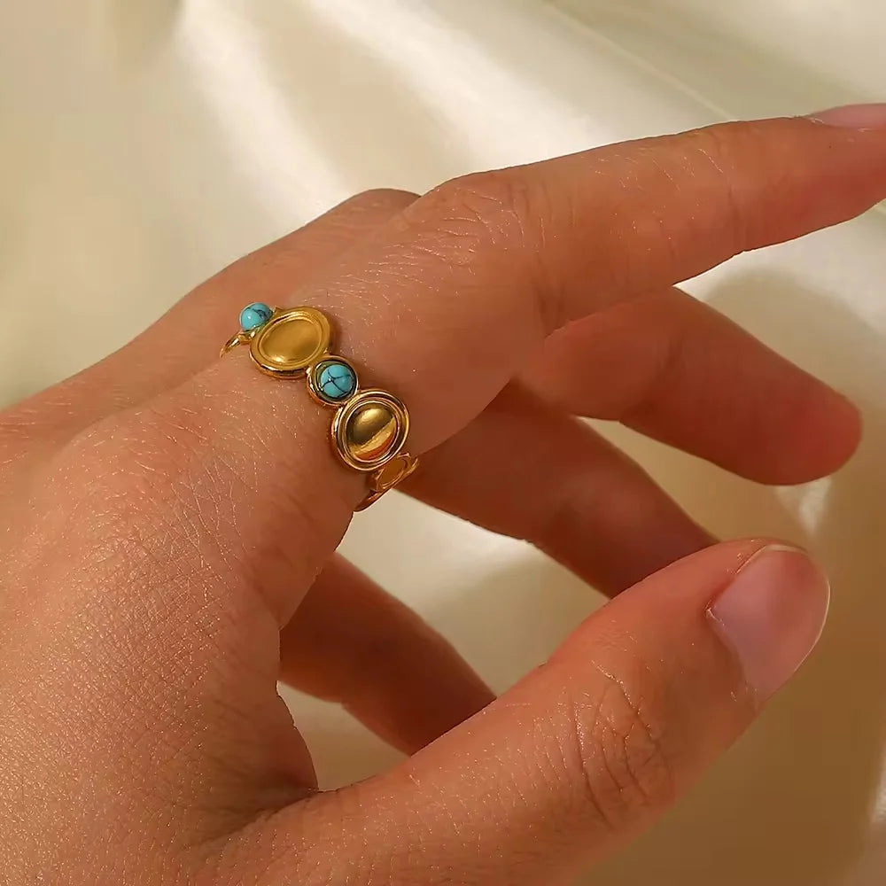 Turquoise disc ring