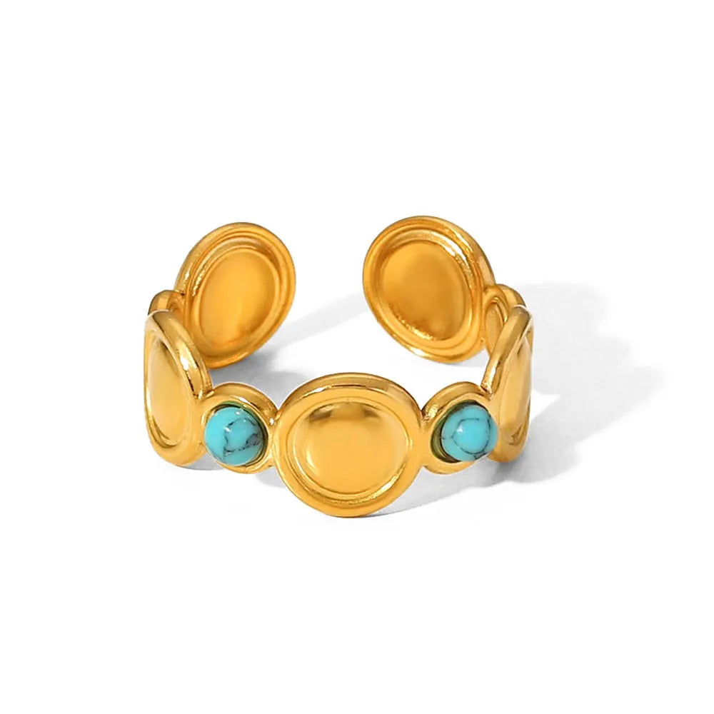 Turquoise disc ring