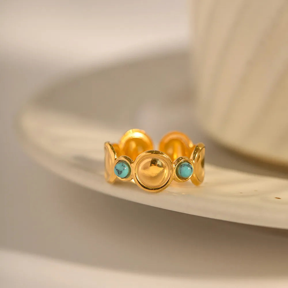 Turquoise disc ring